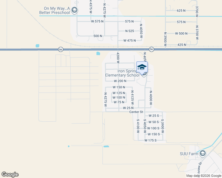 map of restaurants, bars, coffee shops, grocery stores, and more near 123 North 4250 West in Cedar City