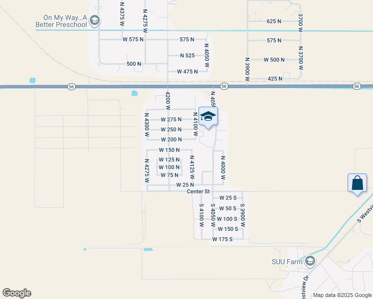 map of restaurants, bars, coffee shops, grocery stores, and more near West 150 North in Cedar City