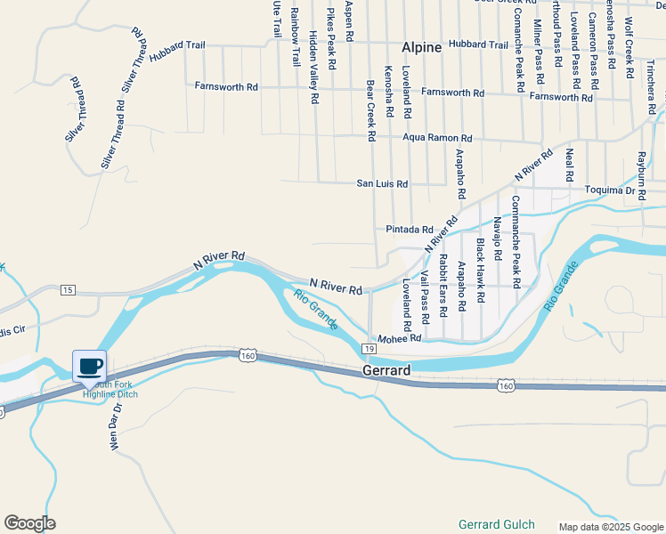 map of restaurants, bars, coffee shops, grocery stores, and more near 256 French Dr in South Fork