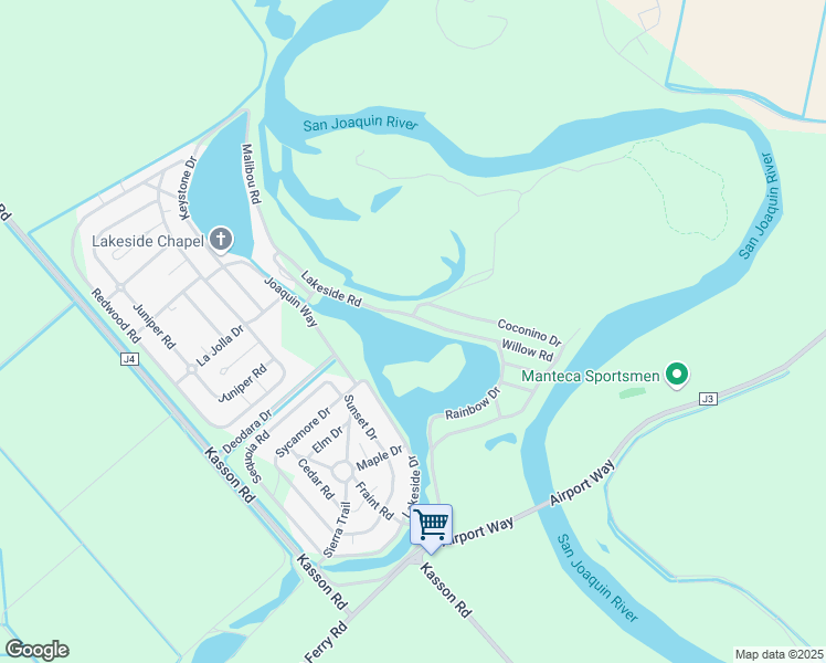 map of restaurants, bars, coffee shops, grocery stores, and more near Coconino Drive in Tracy