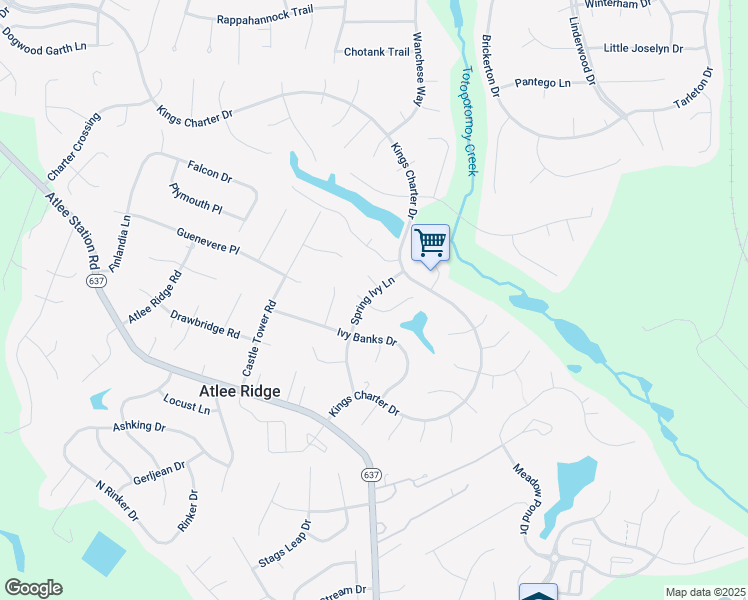 map of restaurants, bars, coffee shops, grocery stores, and more near 10176 Spring Ivy Lane in Mechanicsville