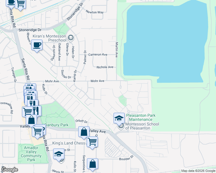map of restaurants, bars, coffee shops, grocery stores, and more near 3642 Terrazzo Court in Pleasanton