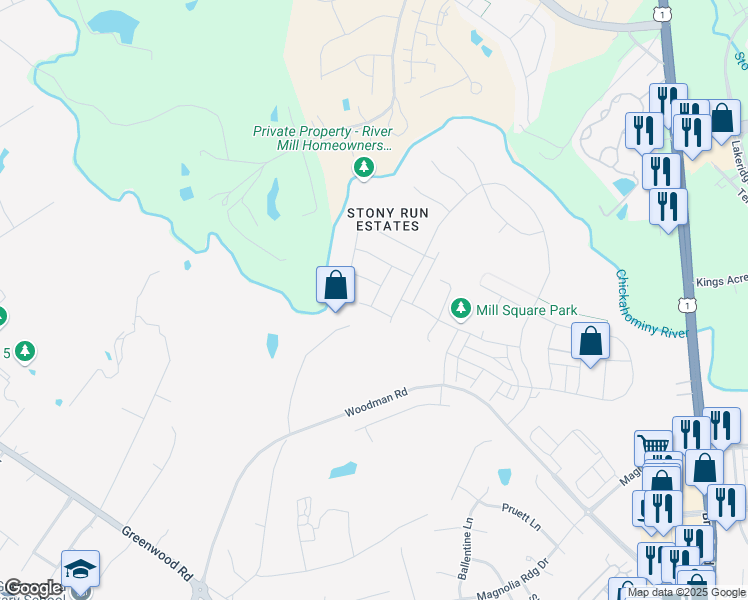 map of restaurants, bars, coffee shops, grocery stores, and more near 11330 Winfrey Road in Glen Allen