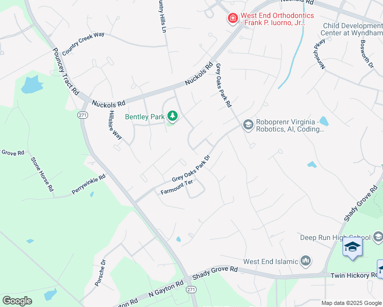 map of restaurants, bars, coffee shops, grocery stores, and more near 12048 Stonewick Place in Glen Allen