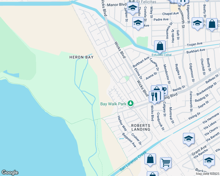 map of restaurants, bars, coffee shops, grocery stores, and more near 15351 Bittern Court in San Leandro