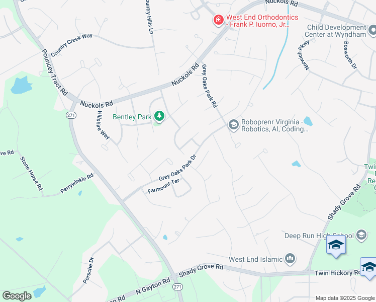 map of restaurants, bars, coffee shops, grocery stores, and more near 12053 Stonewick Place in Glen Allen