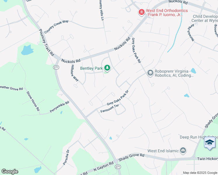 map of restaurants, bars, coffee shops, grocery stores, and more near 12005 Blairmont Court in Glen Allen