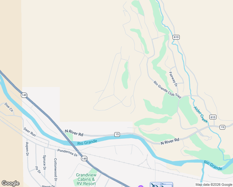 map of restaurants, bars, coffee shops, grocery stores, and more near 580 Blanca Vista Drive in South Fork