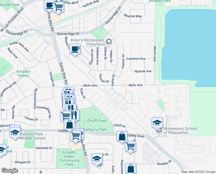 map of restaurants, bars, coffee shops, grocery stores, and more near 1883 Plumeria Court in Pleasanton