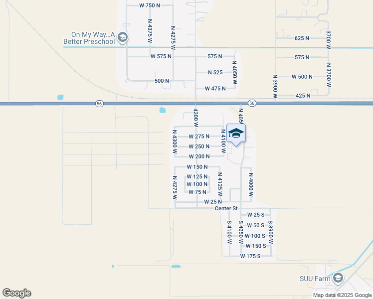 map of restaurants, bars, coffee shops, grocery stores, and more near 4245 West 250 North in Cedar City