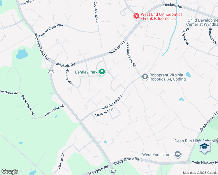 map of restaurants, bars, coffee shops, grocery stores, and more near 12036 Stonewick Place in Glen Allen