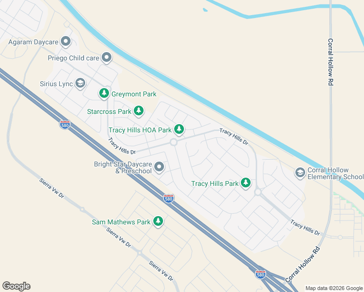 map of restaurants, bars, coffee shops, grocery stores, and more near 6785 Paseo Street in Tracy