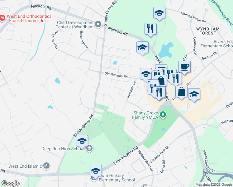 map of restaurants, bars, coffee shops, grocery stores, and more near 11224 Prescott Place in Glen Allen