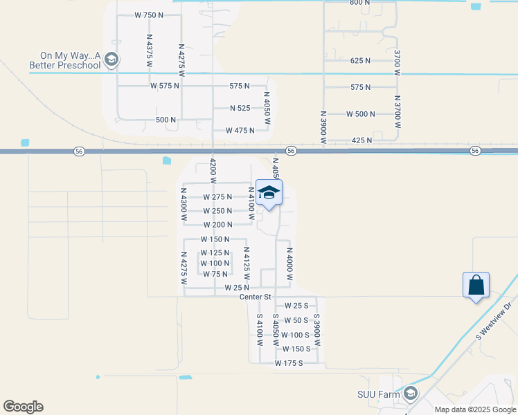 map of restaurants, bars, coffee shops, grocery stores, and more near 235 North 4050 West in Cedar City