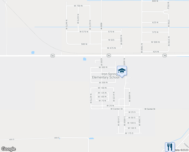 map of restaurants, bars, coffee shops, grocery stores, and more near 4262 250 North Street in Cedar City