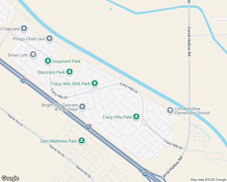 map of restaurants, bars, coffee shops, grocery stores, and more near 6610 Silverleaf Court in Tracy