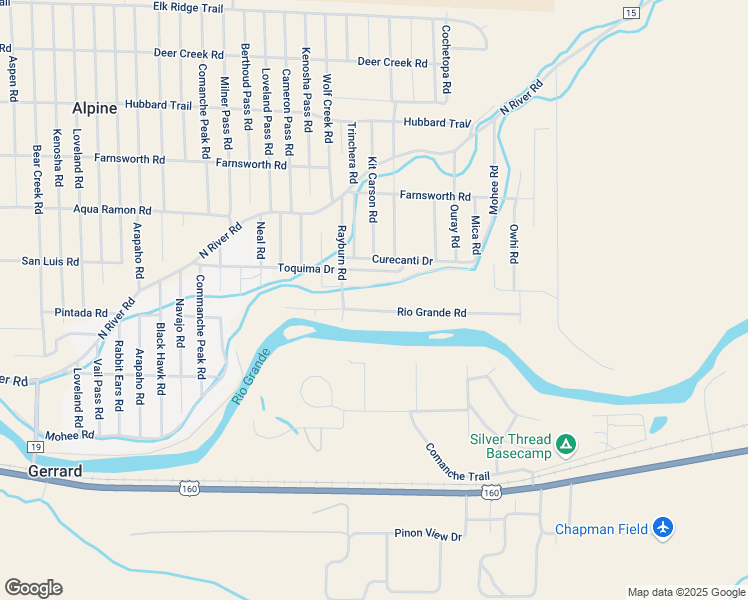 map of restaurants, bars, coffee shops, grocery stores, and more near 264 Alpine Road in South Fork