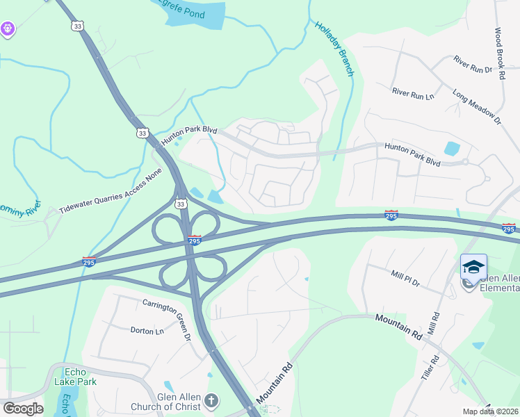 map of restaurants, bars, coffee shops, grocery stores, and more near 306 Siena Lane in Glen Allen