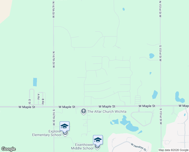 map of restaurants, bars, coffee shops, grocery stores, and more near 15638-16298 West Maple Street in Goddard