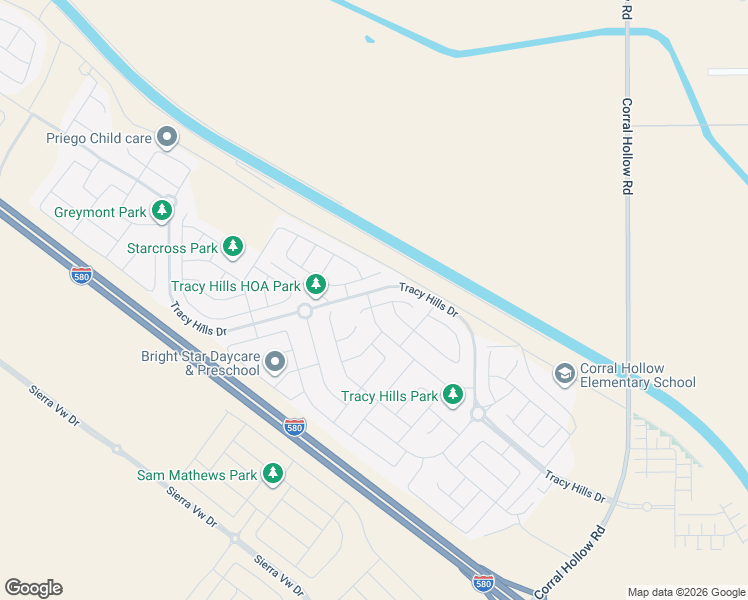 map of restaurants, bars, coffee shops, grocery stores, and more near 6610 Silverleaf Court in Tracy