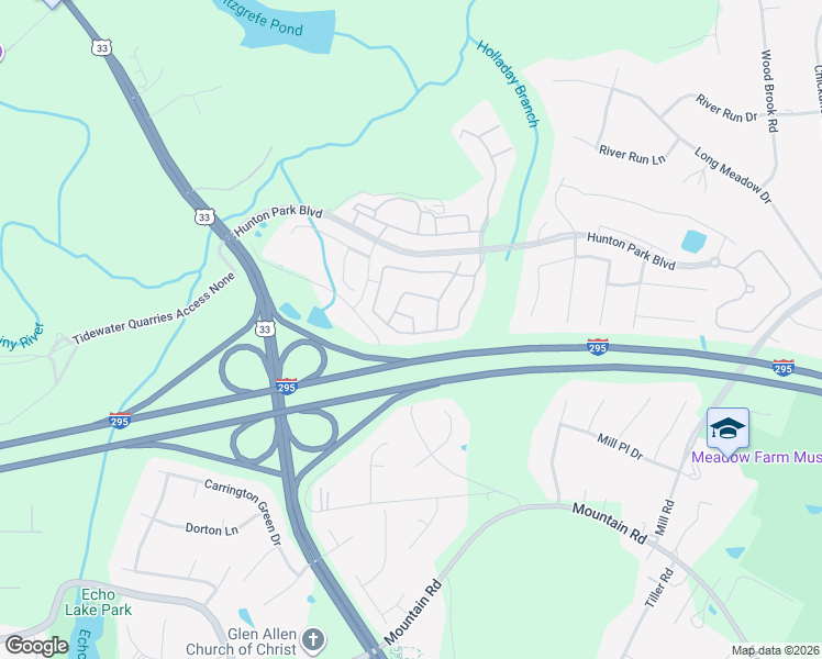 map of restaurants, bars, coffee shops, grocery stores, and more near 3016 Calabria Court in Glen Allen