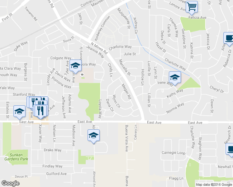 map of restaurants, bars, coffee shops, grocery stores, and more near 988 Wynn Cir in Livermore