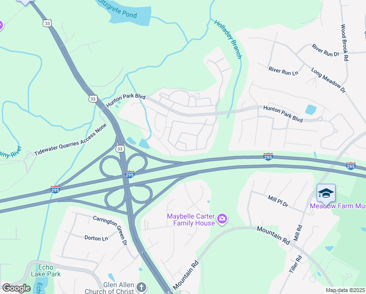 map of restaurants, bars, coffee shops, grocery stores, and more near 3003 Calabria Court in Glen Allen
