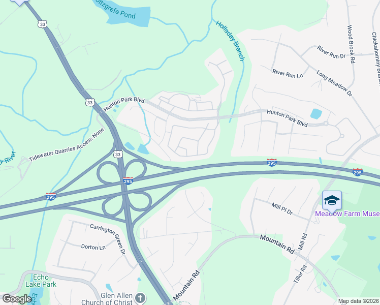map of restaurants, bars, coffee shops, grocery stores, and more near 3016 Calabria Court in Glen Allen