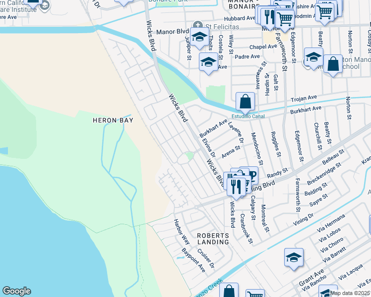 map of restaurants, bars, coffee shops, grocery stores, and more near 335 Santa Paula in San Leandro