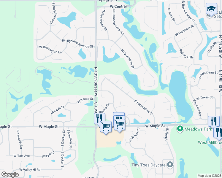 map of restaurants, bars, coffee shops, grocery stores, and more near 13314 W Douglas Ave in Wichita