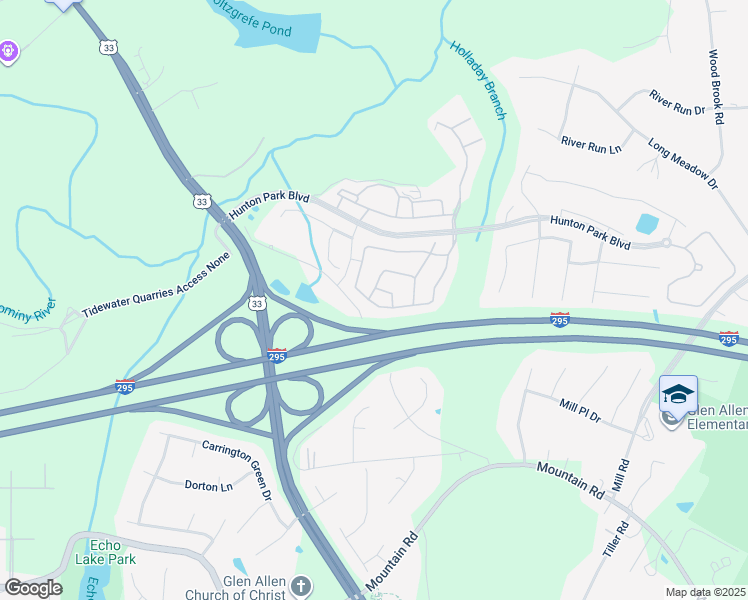 map of restaurants, bars, coffee shops, grocery stores, and more near 3100 Abruzzo Place in Glen Allen