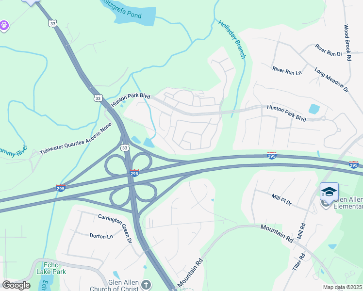 map of restaurants, bars, coffee shops, grocery stores, and more near 3100 Abruzzo Place in Glen Allen