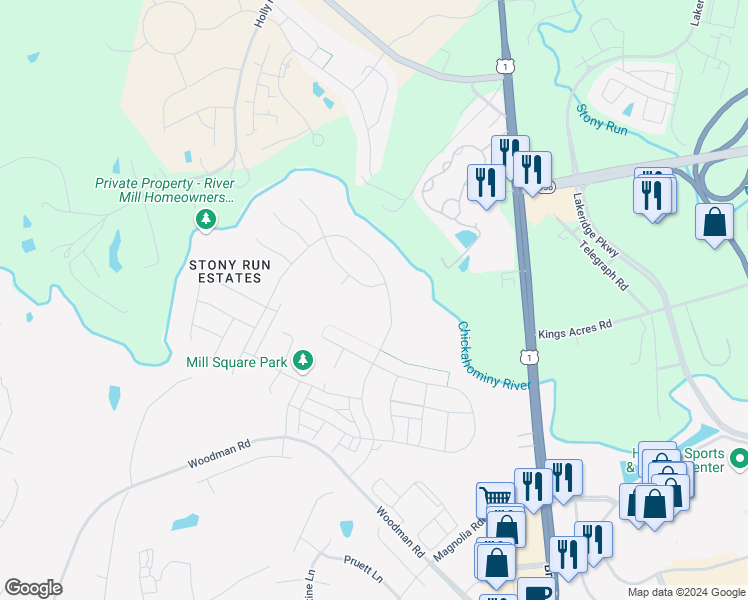 map of restaurants, bars, coffee shops, grocery stores, and more near 10894 Harvest Mill Place in Glen Allen