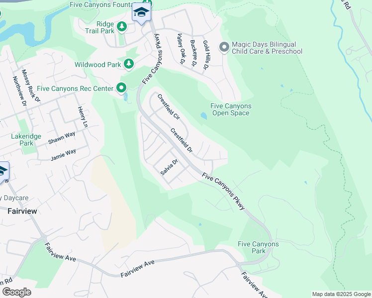 map of restaurants, bars, coffee shops, grocery stores, and more near 25609 Crestfield Drive in Castro Valley