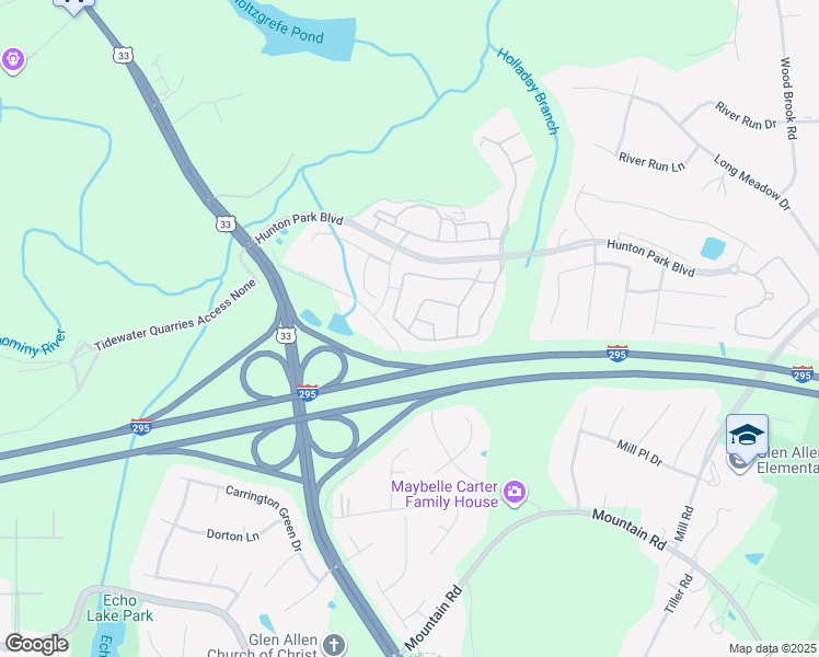 map of restaurants, bars, coffee shops, grocery stores, and more near 320 Siena Lane in Glen Allen