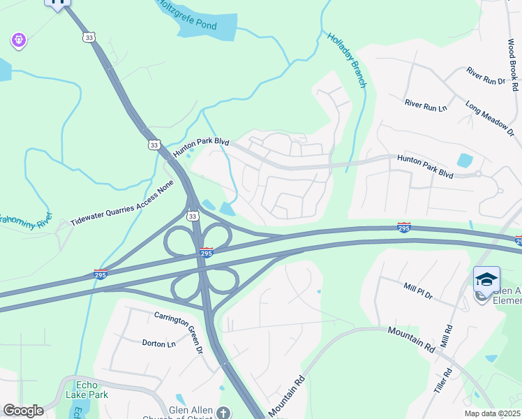 map of restaurants, bars, coffee shops, grocery stores, and more near 324 Siena Lane in Glen Allen