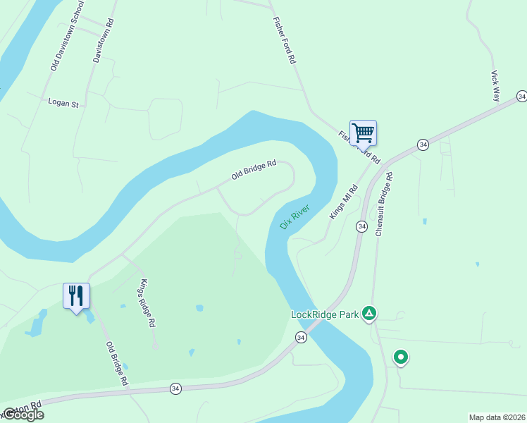 map of restaurants, bars, coffee shops, grocery stores, and more near 189 Old Bridge Road in Danville