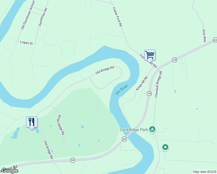 map of restaurants, bars, coffee shops, grocery stores, and more near 189 Old Bridge Road in Danville