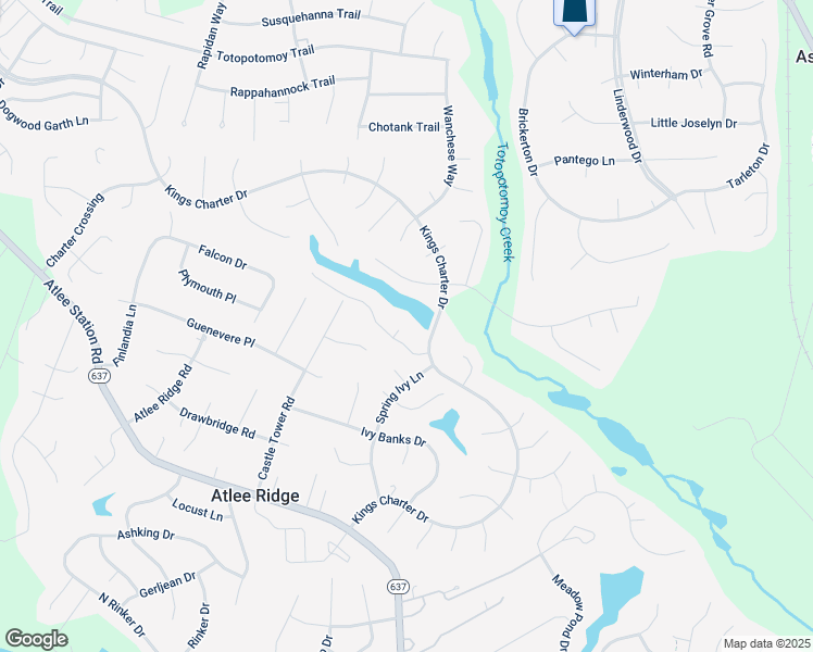 map of restaurants, bars, coffee shops, grocery stores, and more near 10258 Charter Point Court in Mechanicsville