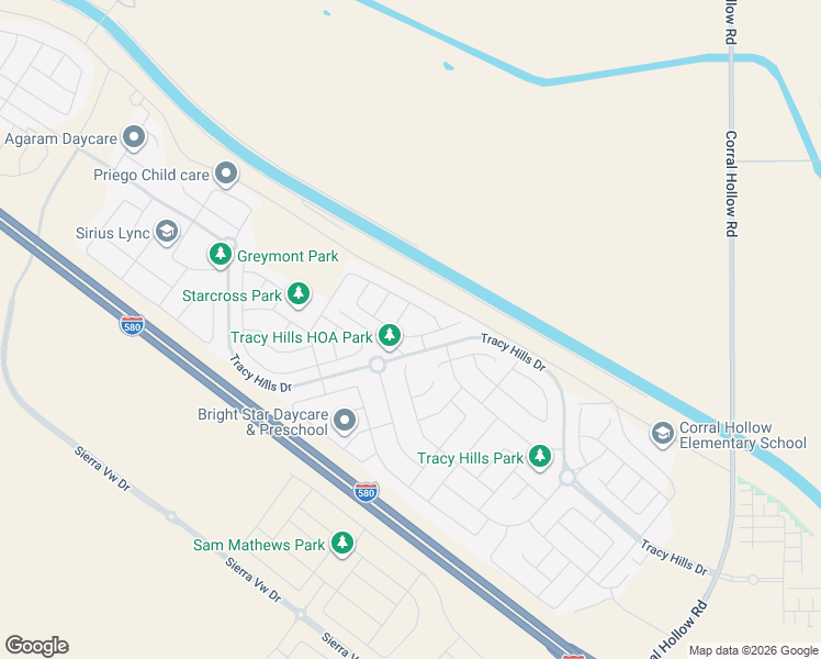 map of restaurants, bars, coffee shops, grocery stores, and more near 6386 Callaway Drive in Tracy