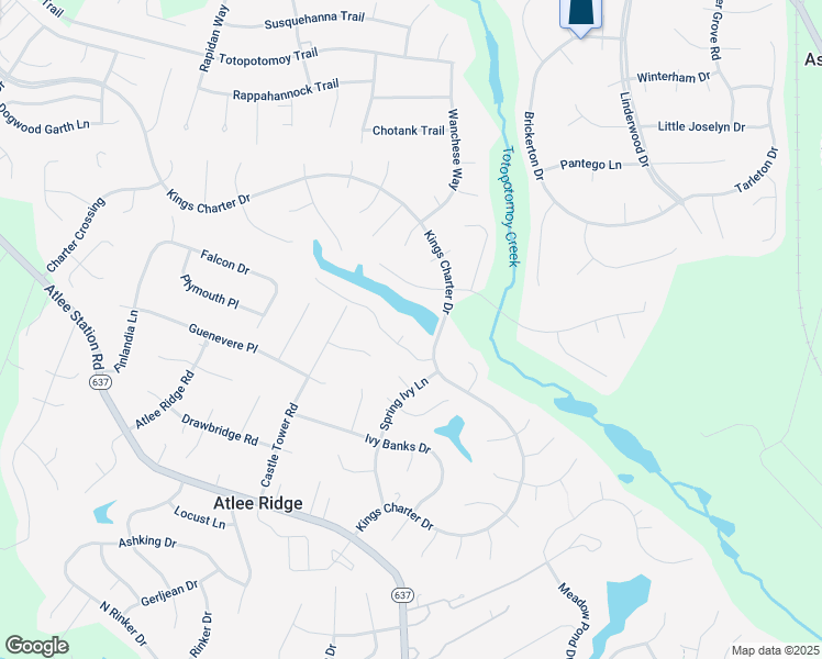 map of restaurants, bars, coffee shops, grocery stores, and more near 10258 Charter Point Court in Mechanicsville