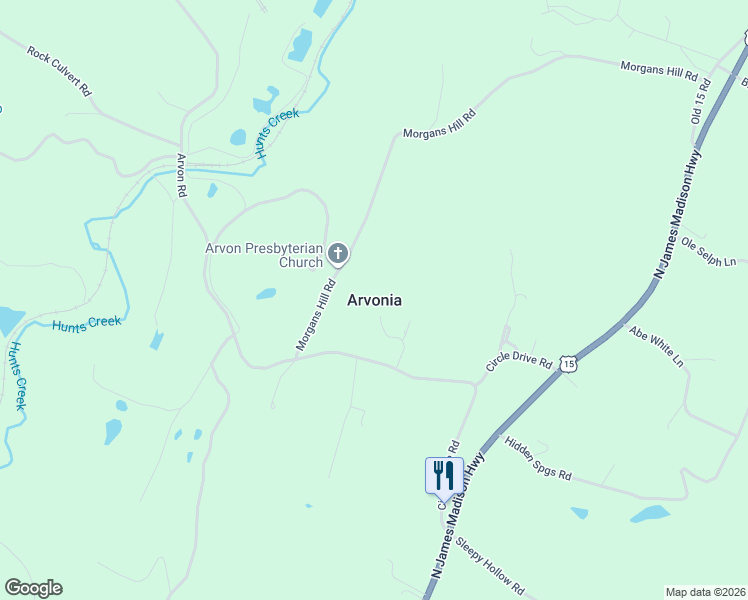 map of restaurants, bars, coffee shops, grocery stores, and more near in Arvonia