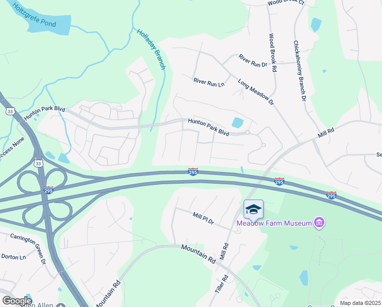 map of restaurants, bars, coffee shops, grocery stores, and more near 3540 Hunton Ridge Drive in Glen Allen