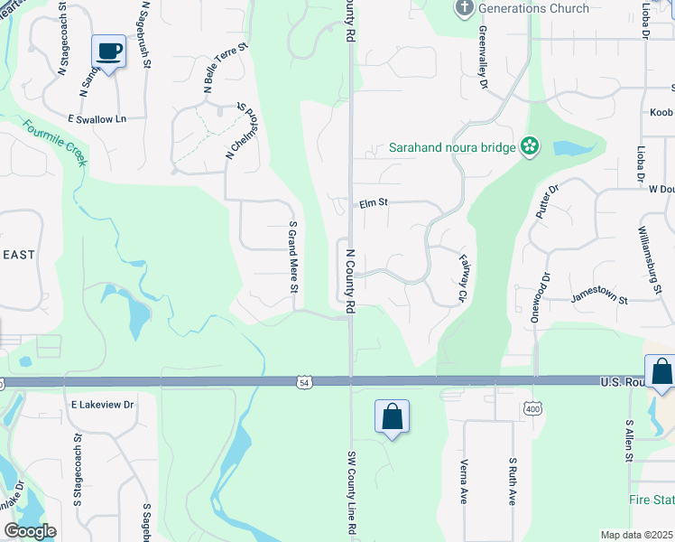map of restaurants, bars, coffee shops, grocery stores, and more near 226 South Bordeulac Street in Wichita