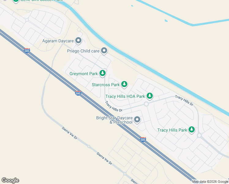 map of restaurants, bars, coffee shops, grocery stores, and more near 3039 Tostalinda Drive in Tracy