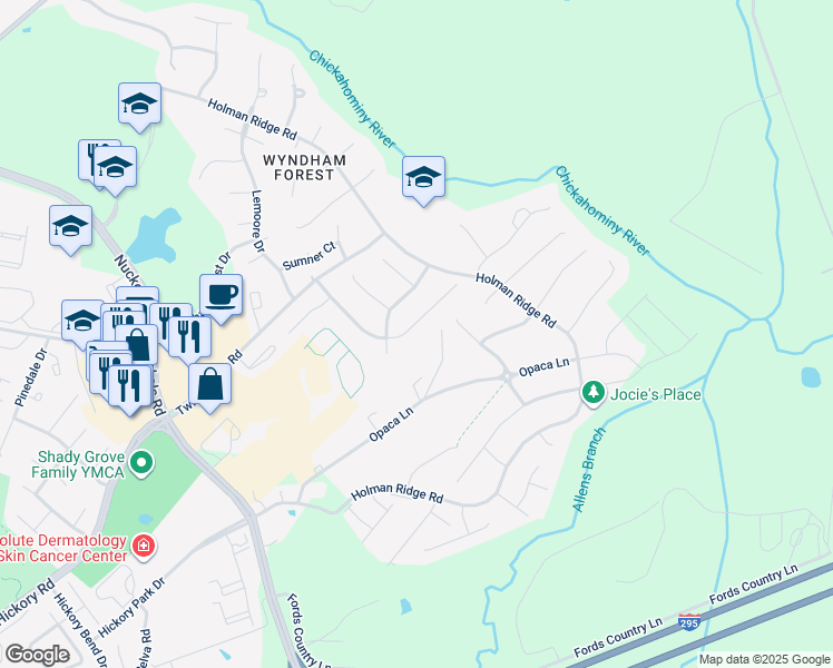 map of restaurants, bars, coffee shops, grocery stores, and more near 5104 Chappell Ridge Place in Glen Allen