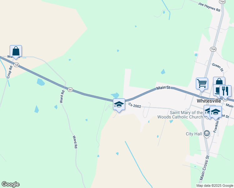 map of restaurants, bars, coffee shops, grocery stores, and more near 9679 Highway 54 in Whitesville