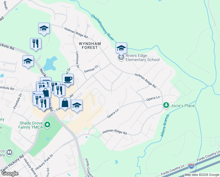 map of restaurants, bars, coffee shops, grocery stores, and more near 11209 Chappell Ridge Court in Glen Allen