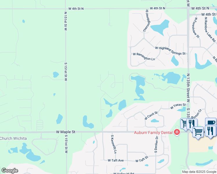 map of restaurants, bars, coffee shops, grocery stores, and more near 303 North Kentucky Lane in Wichita