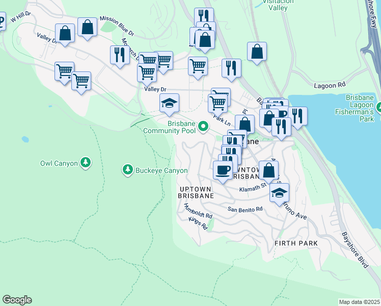 map of restaurants, bars, coffee shops, grocery stores, and more near 220 Humboldt Road in Brisbane